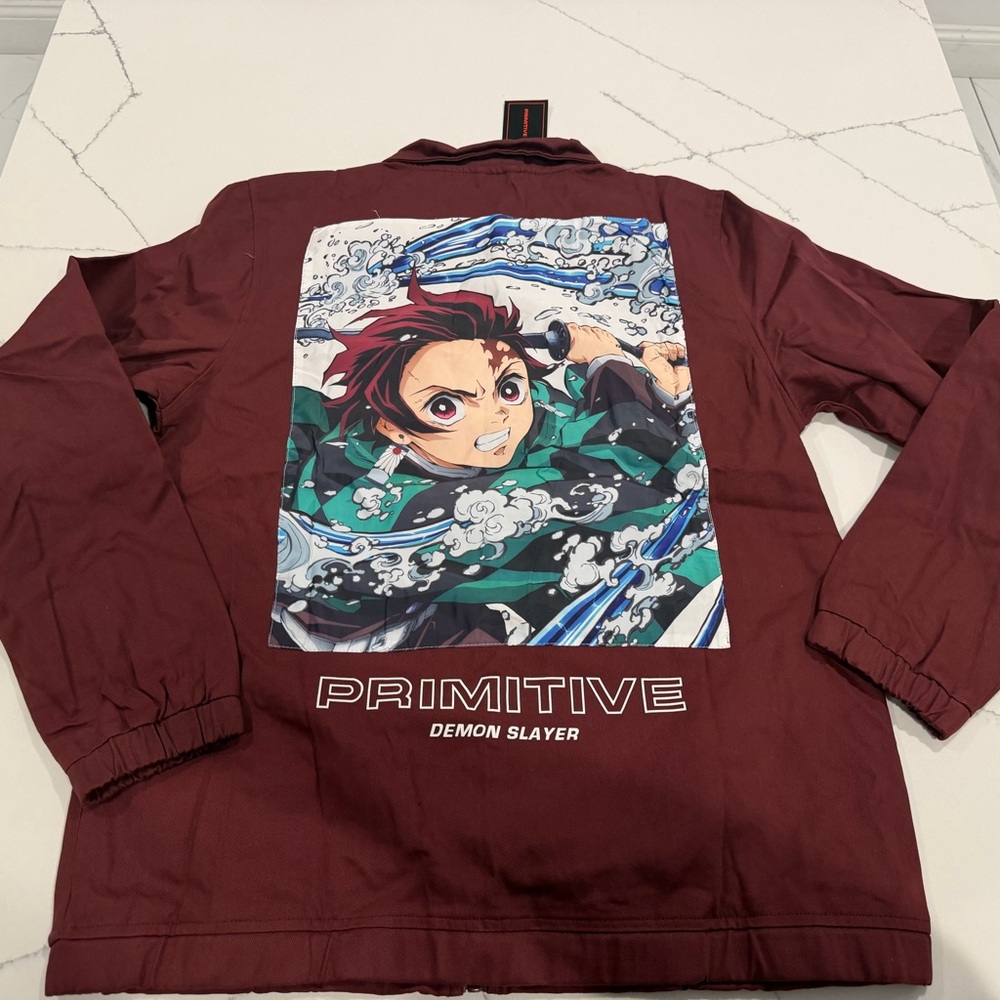 Primitive Maroon Demon Slayer Graphic Jean Jacket